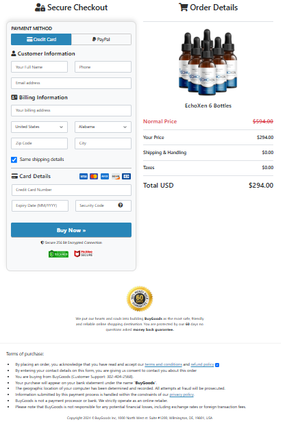 EchoXen Secured order page